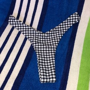 Zaful Black and White Plaid Thong Bikini Bottoms Size 4, S